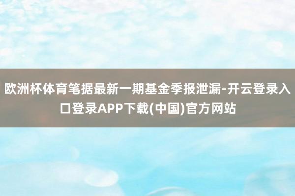 欧洲杯体育笔据最新一期基金季报泄漏-开云登录入口登录APP下载(中国)官方网站