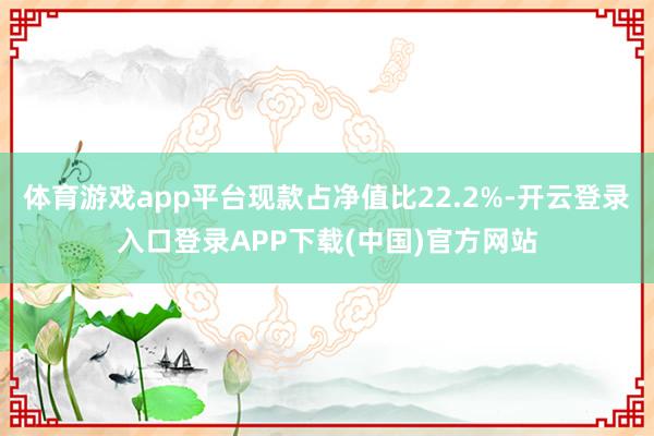 体育游戏app平台现款占净值比22.2%-开云登录入口登录APP下载(中国)官方网站